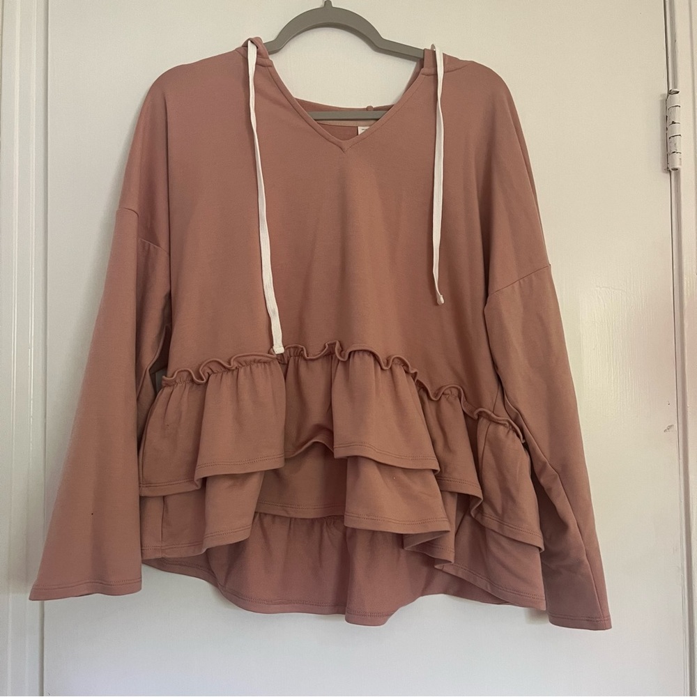 Pink Ruffled Hoodie - Picture 4 of 5